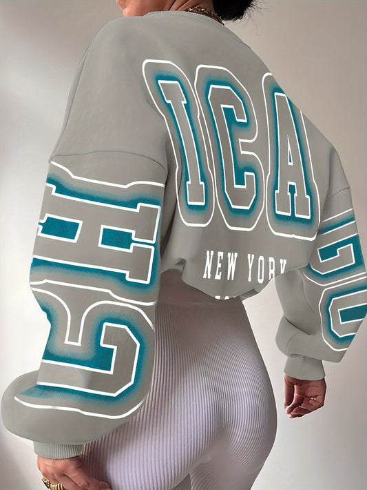 Alphabet Print Knit Fashion Sweatshirt