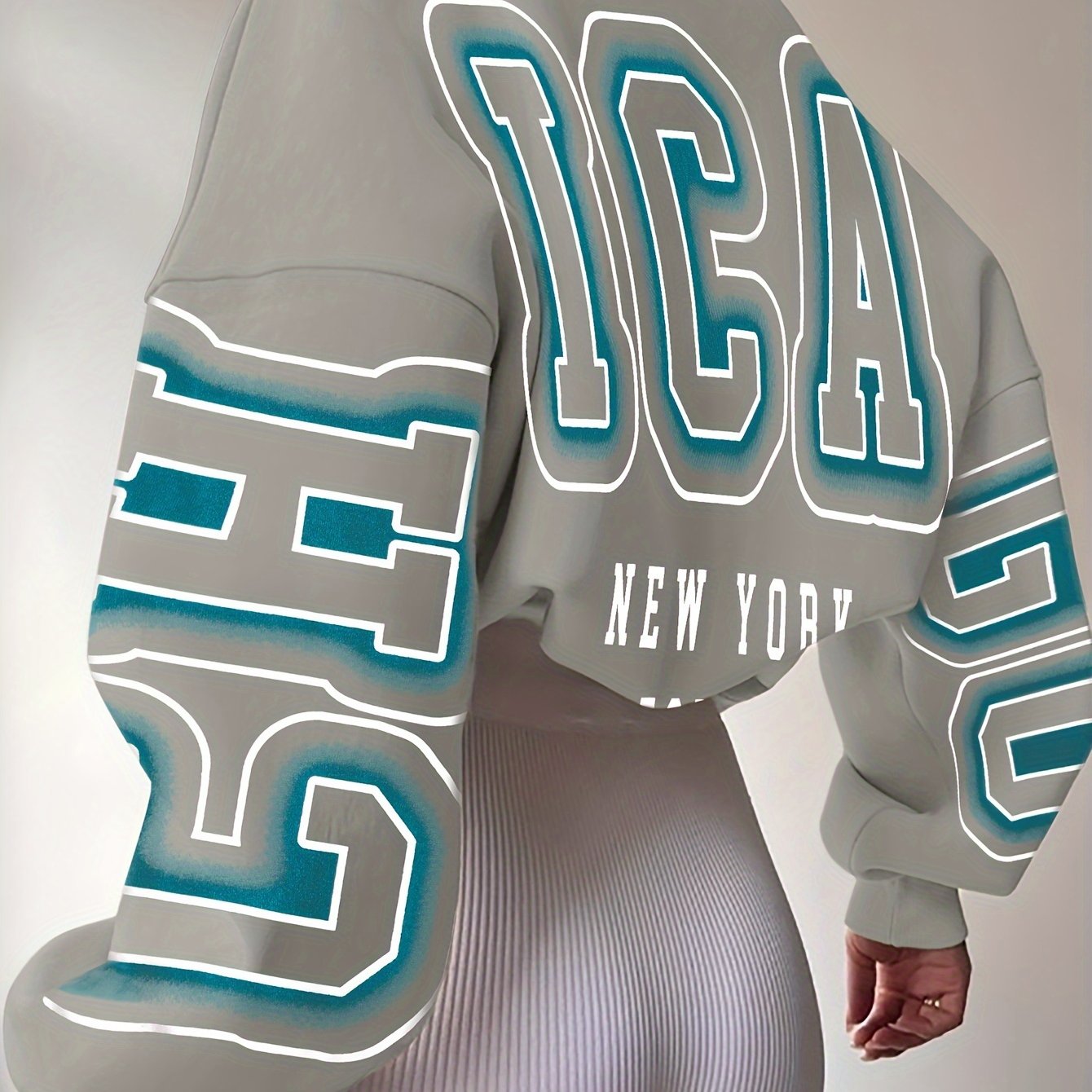 Alphabet Print Knit Fashion Sweatshirt