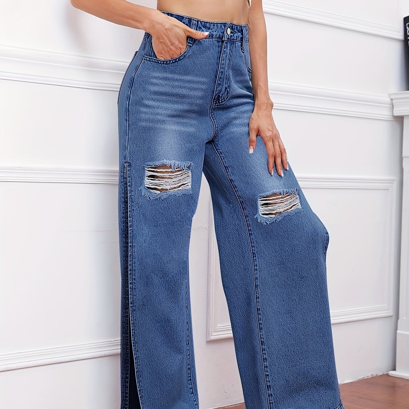 High Slit Fashion Jeans