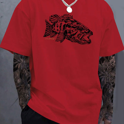 Fish Print Casual Short Sleeve Crew Neck T-Shirt