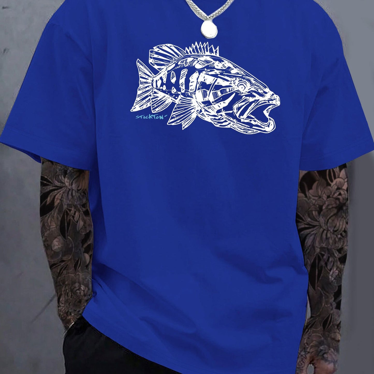 Fish Print Casual Short Sleeve Crew Neck T-Shirt