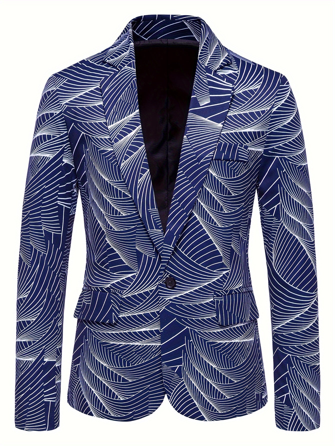 Geometric Wave Printed Blazer Fashion