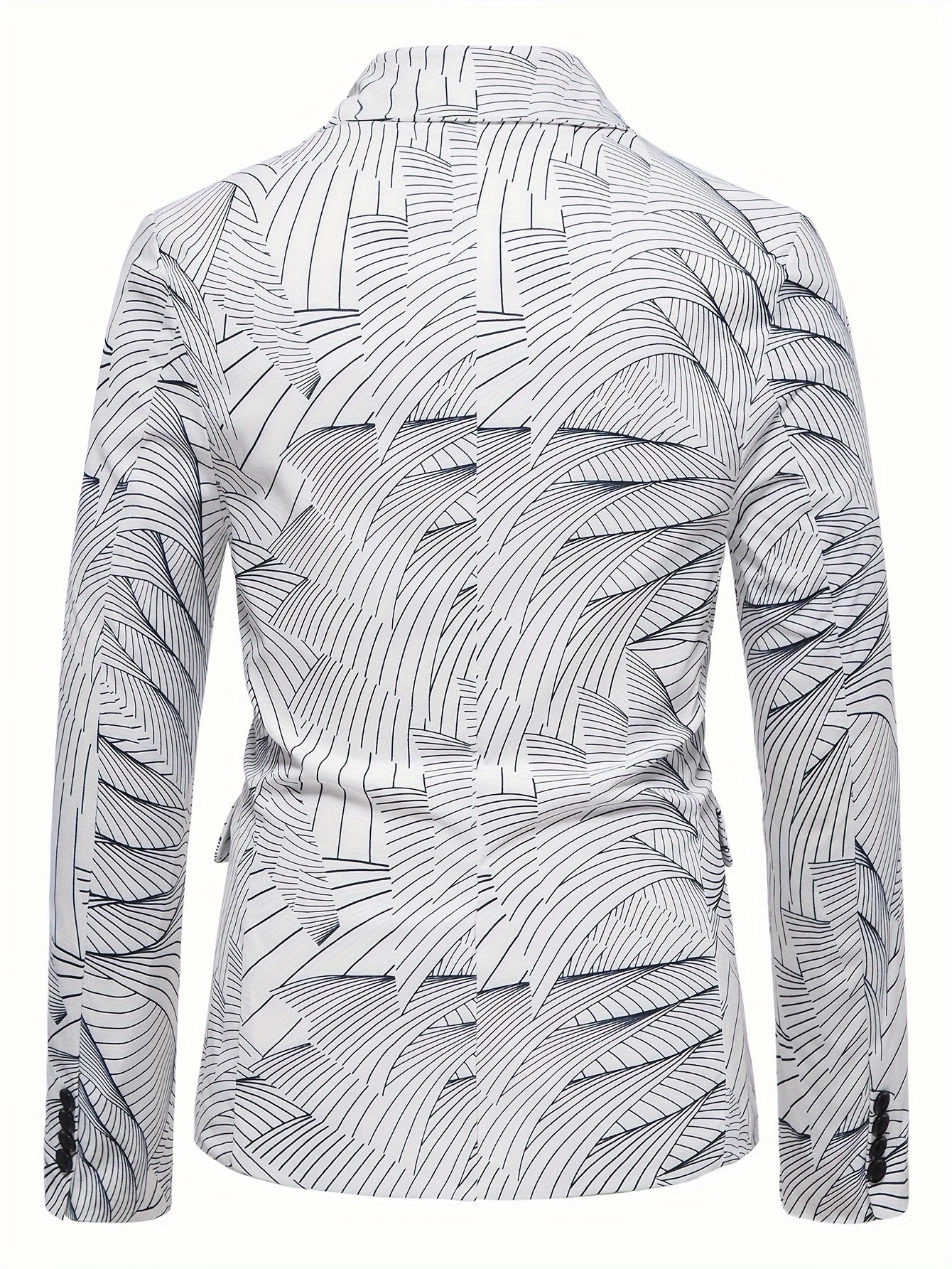 Geometric Wave Printed Blazer Fashion