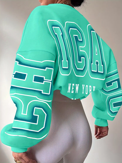 Alphabet Print Knit Fashion Sweatshirt