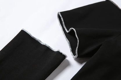 Black T-Shirts Gothic One Shoulder Sleeve Hip Hop
