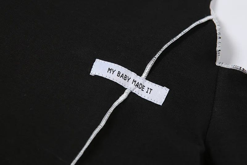 Black T-Shirts Gothic One Shoulder Sleeve Hip Hop