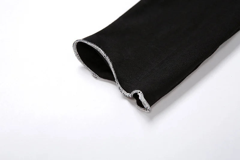 Black T-Shirts Gothic One Shoulder Sleeve Hip Hop