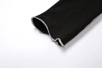 Black T-Shirts Gothic One Shoulder Sleeve Hip Hop