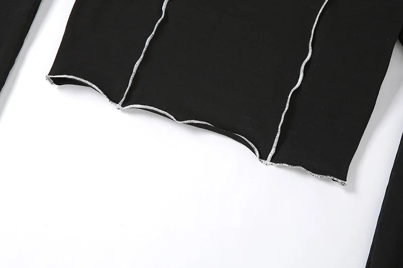 Black T-Shirts Gothic One Shoulder Sleeve Hip Hop