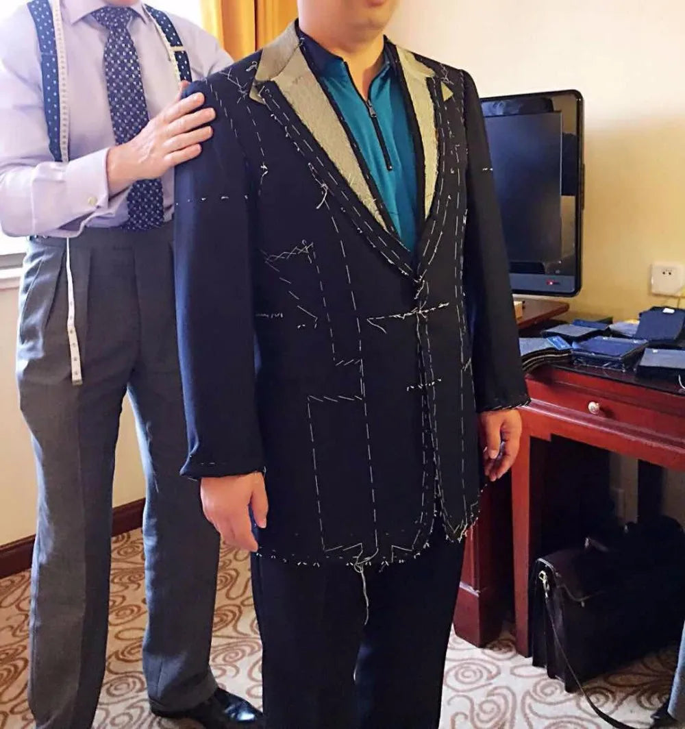 MTM Made to Measure Custom Bespoke Handmade Wedding Slim Fit Man Business Suit Wedding Suits for Men Blue Suit