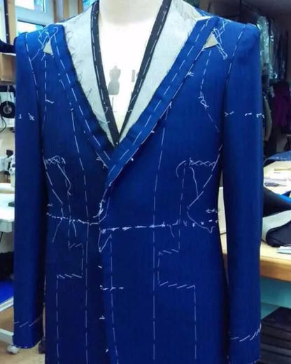 MTM Made to Measure Custom Bespoke Handmade Wedding Slim Fit Man Business Suit Wedding Suits for Men Blue Suit