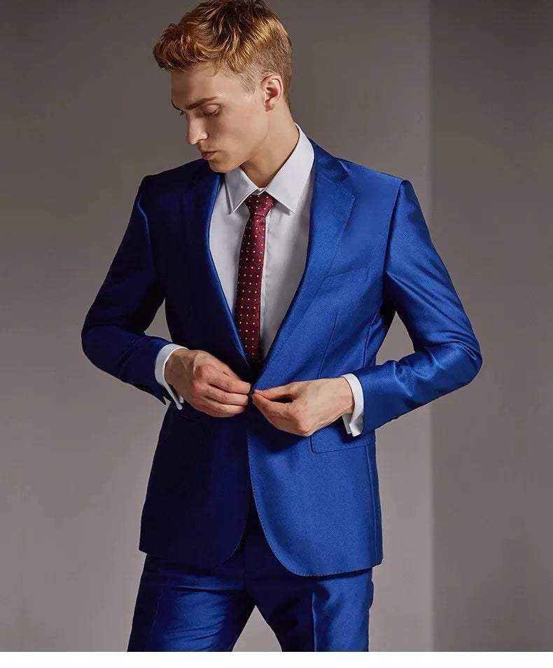 MTM Made to Measure Custom Bespoke Handmade Wedding Slim Fit Man Business Suit Wedding Suits for Men Blue Suit