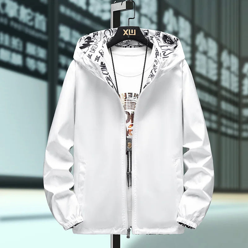 Reversible Graffiti Print Hooded Windbreaker