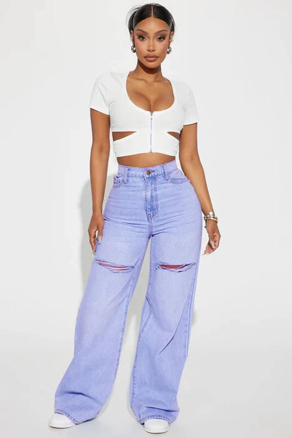 Washed Wide Leg Jeans