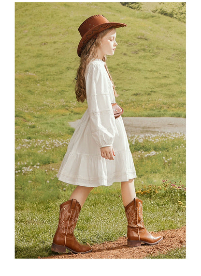 Girl Lace Western Style Spring & Fall Dress