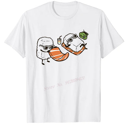 Harajuku Black White Sushi Graphic Tee