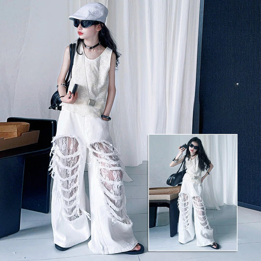 Teen Fashion Street Torn Legs Outfit