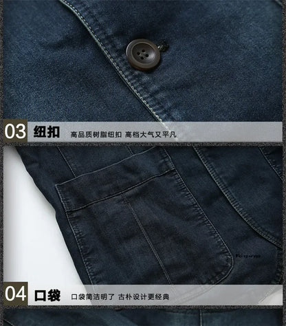 Men’s Denim Blazer Vintage Cotton Jacket