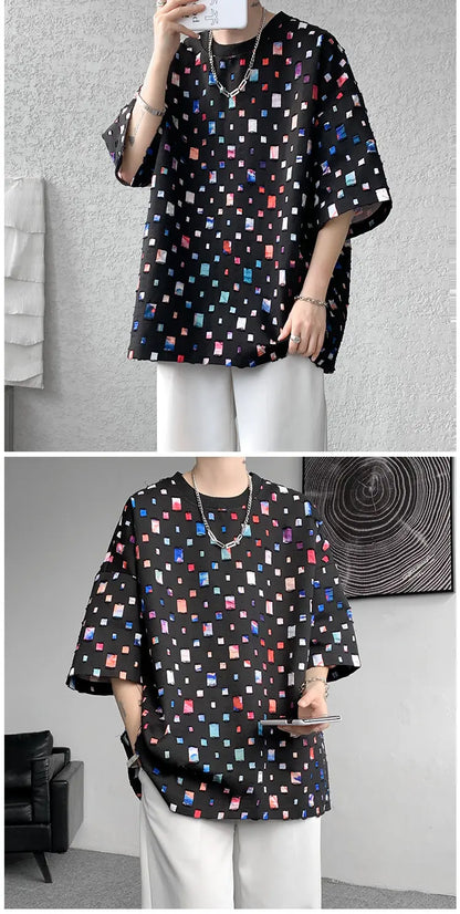 Fashion Oversized Plaid Streetwear Loose Hollow