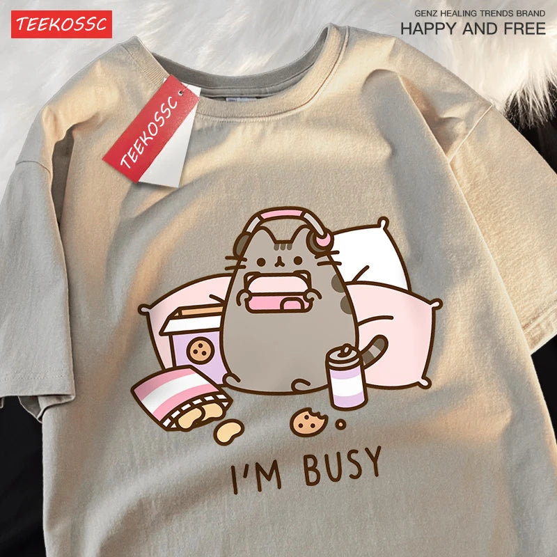 Funny Cat Gamer Summer Cotton Shirt