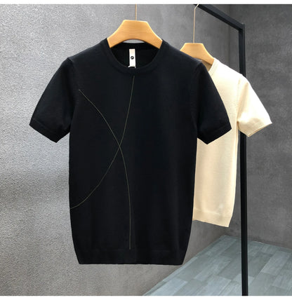Slim Fit Ice Silk Knitted High Quality Cotton Shirt