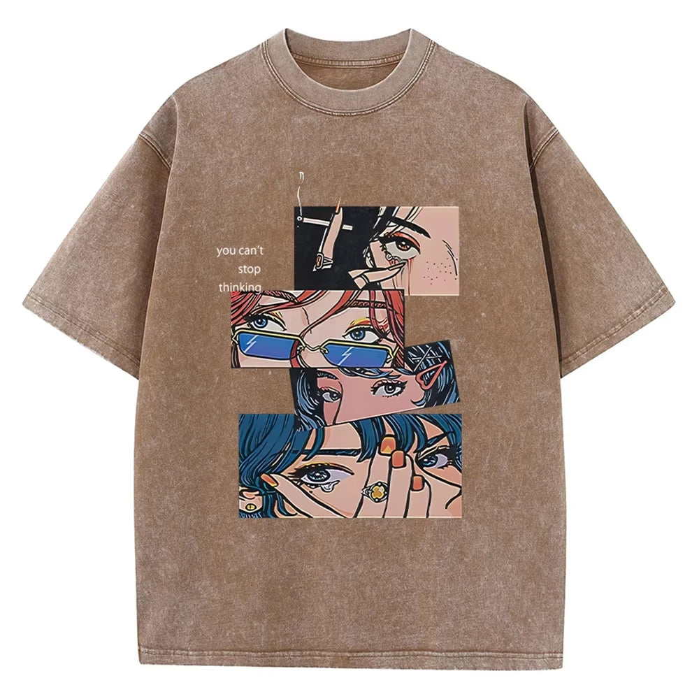 Vintage Washed Hip Hop Anime Tee