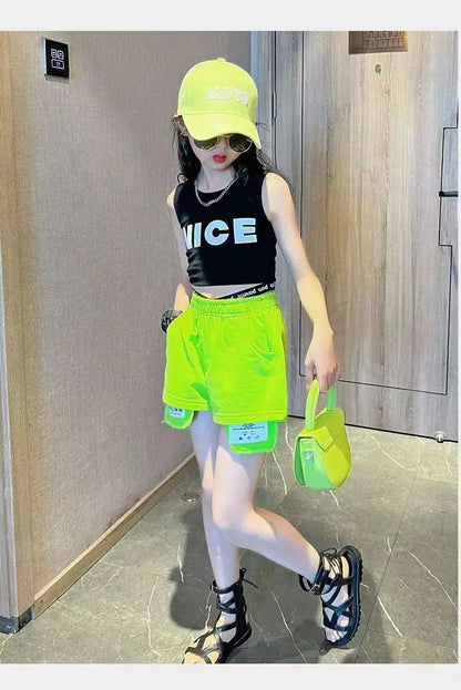Hip-Hop Sleeveless T-Shirt Short 2PCS Set