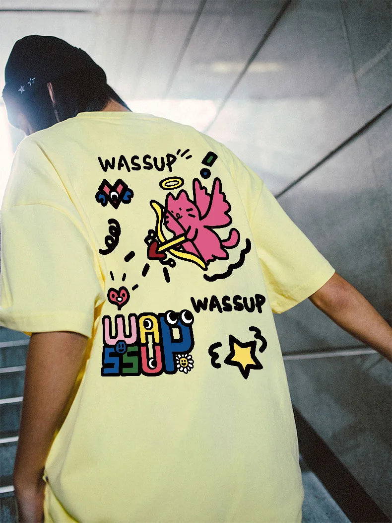 Harajuku Style Watercolor Print Summer Tee