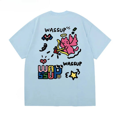 Harajuku Style Watercolor Print Summer Tee