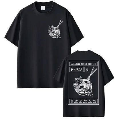 Japanese Ramen Cat Meme Vintage T-shirt