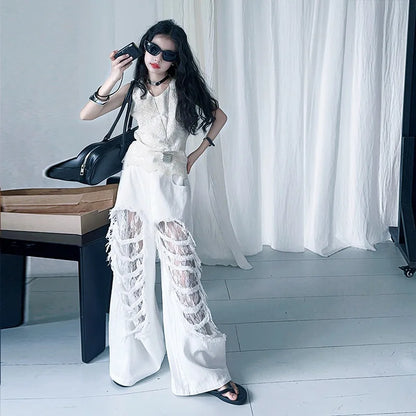 Teen Fashion Street Torn Legs Outfit