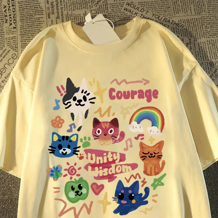 Retro Cute Cat Short Sleeved T-Shirt
