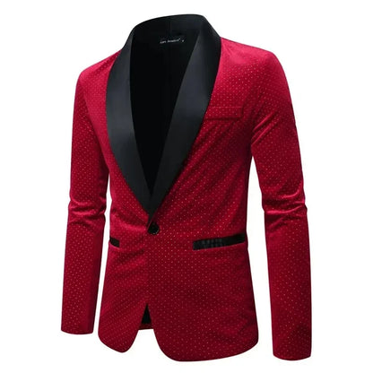 Men’s Luxury Gold Velvet Plaid Blazer