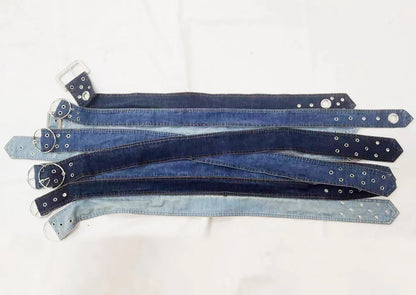 Fashion Denim Skirt Belt Waist Washed Metal Hole