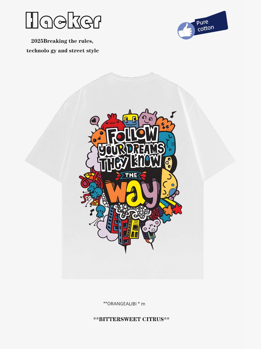 American Cartoon Graffiti Print T-Shirt Unisex