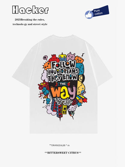 American Cartoon Graffiti Print T-Shirt Unisex