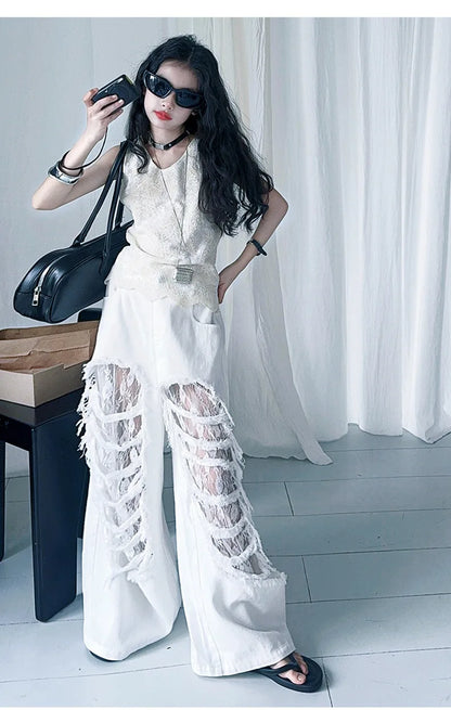 Teen Fashion Street Torn Legs Outfit