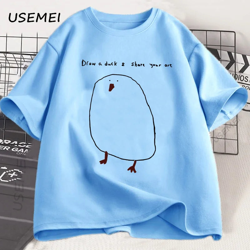 Humorous Duck Sketch Graphic T-shirt Unisex