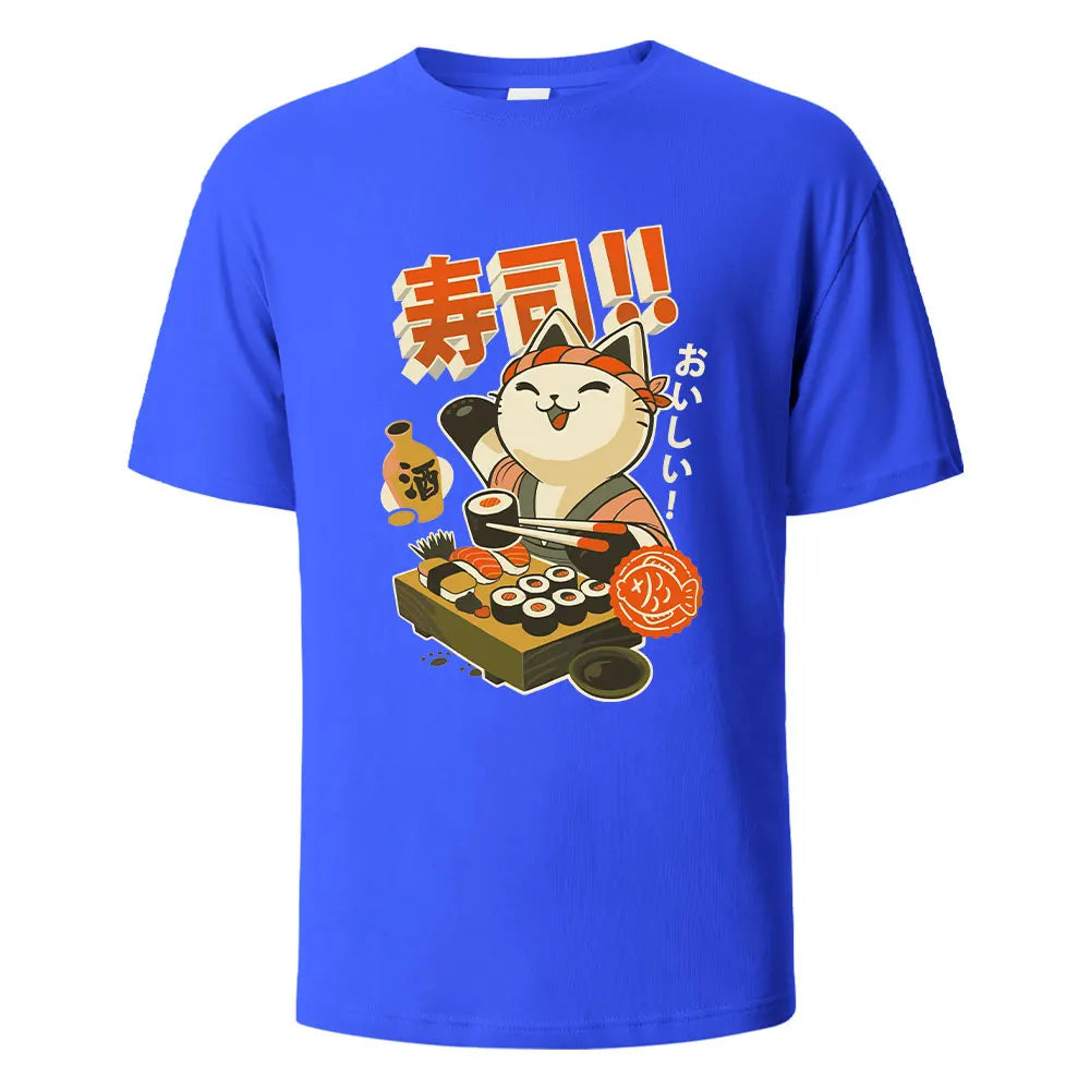 Sushi Cat Cotton Oversized Summer Tee