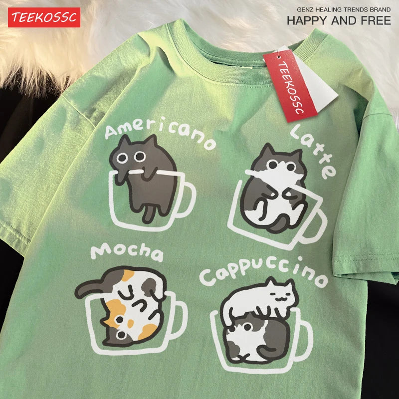 Mocha Latte Cat Pure Cotton Tee