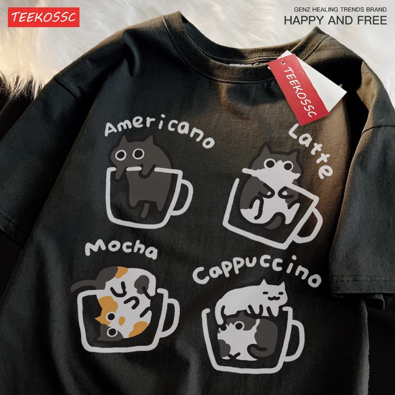 Mocha Latte Cat Pure Cotton Tee
