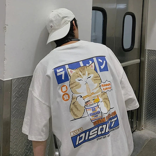 Casual Harajuku Style Cat Print Shirt