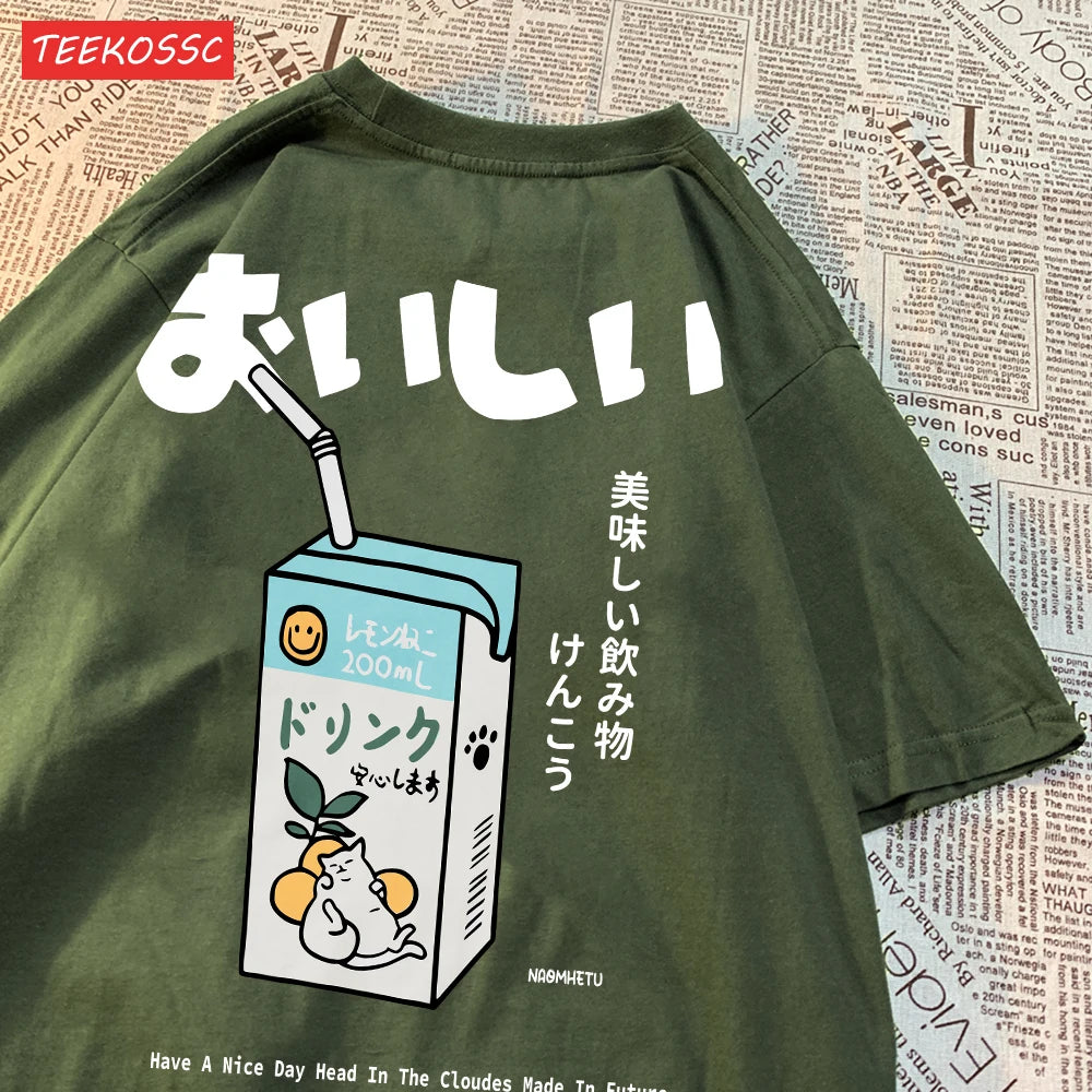 Japanese Oversized Women Men Loose Casual Tee