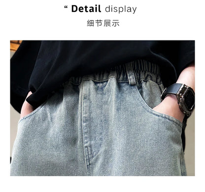 Boys Graffiti Drawing Denim Shorts Casual Ripped
