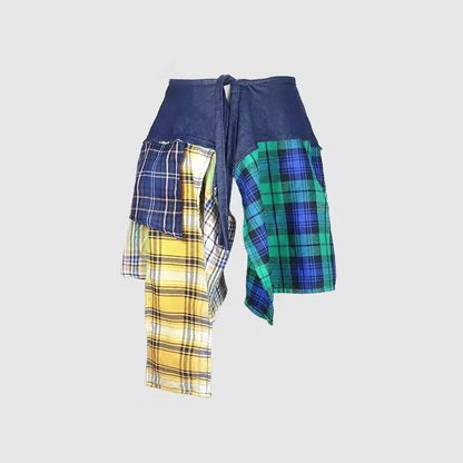 Skirt Half-Body Denim Plaid Skirts