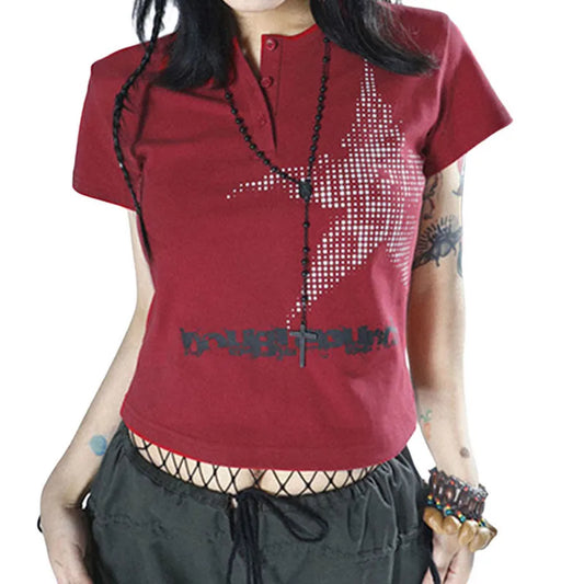 Crop Tops Vintage Aesthetic Short Sleeve