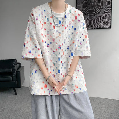 Fashion Oversized Plaid Streetwear Loose Hollow
