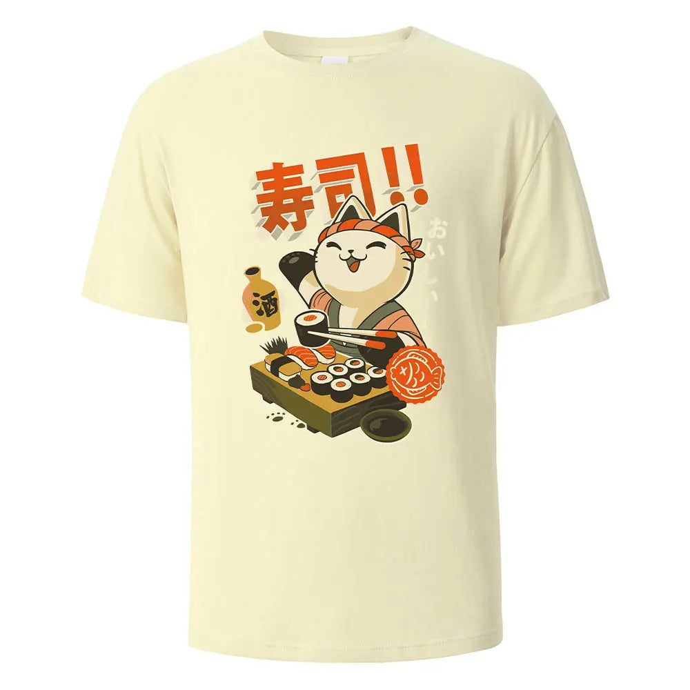 Sushi Cat Cotton Oversized Summer Tee