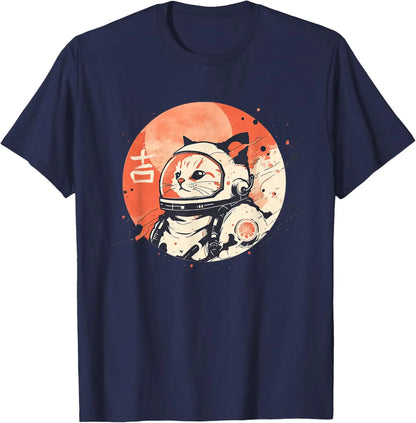 Japanese Retro Space Cat Kanji T-shirt