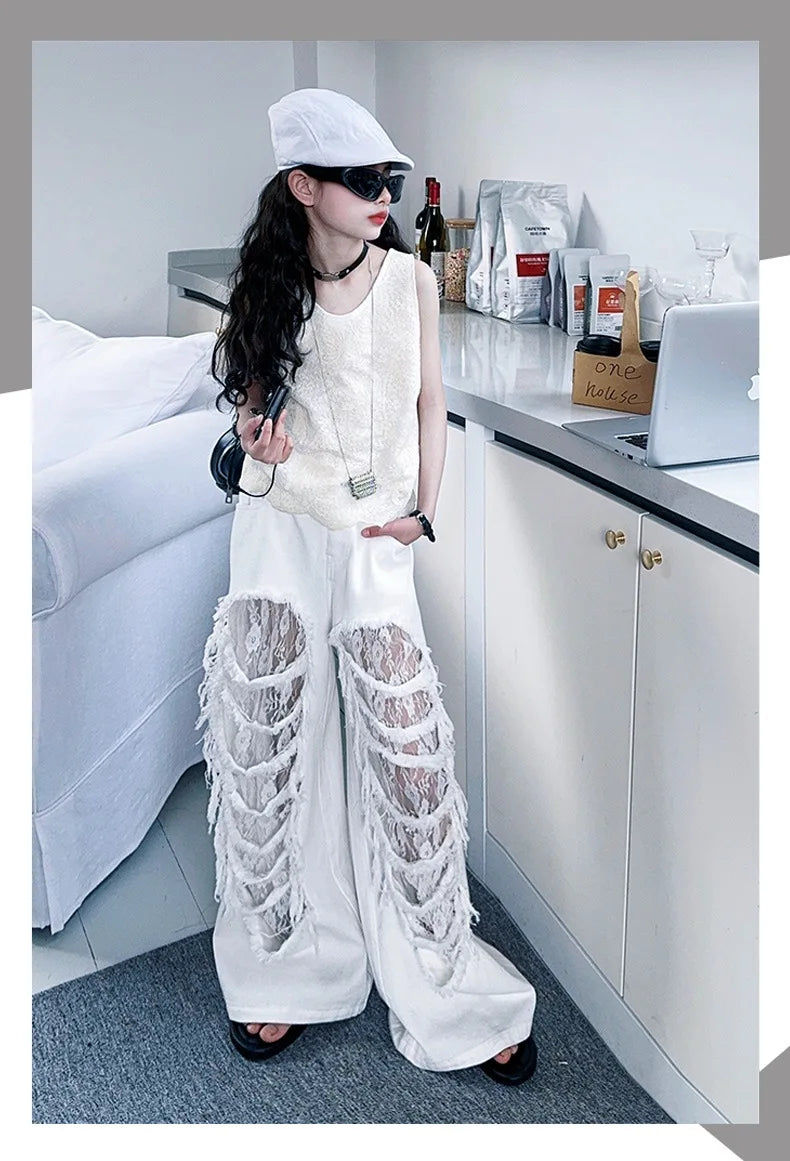 Teen Fashion Street Torn Legs Outfit